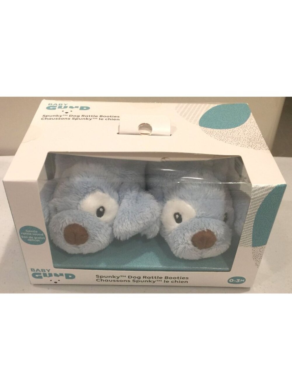 Baby GUND SPUNKY Dog Baby Rattle Booties 0-3M Light Blue